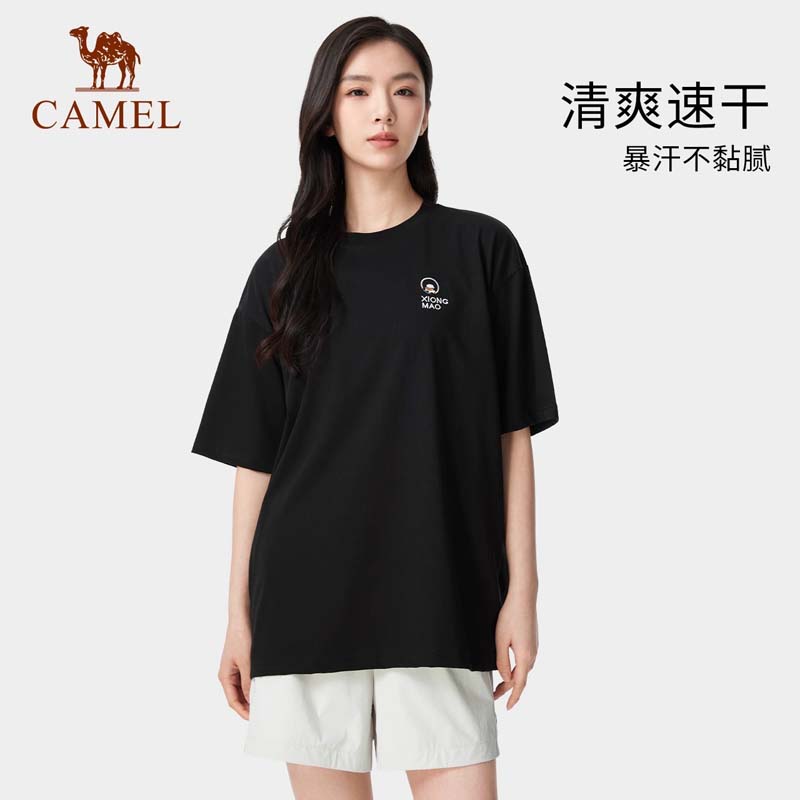 CAMEL 骆驼 户外速干短袖中性款圆领上衣夏季趣味印花露营T恤衫 113.05元