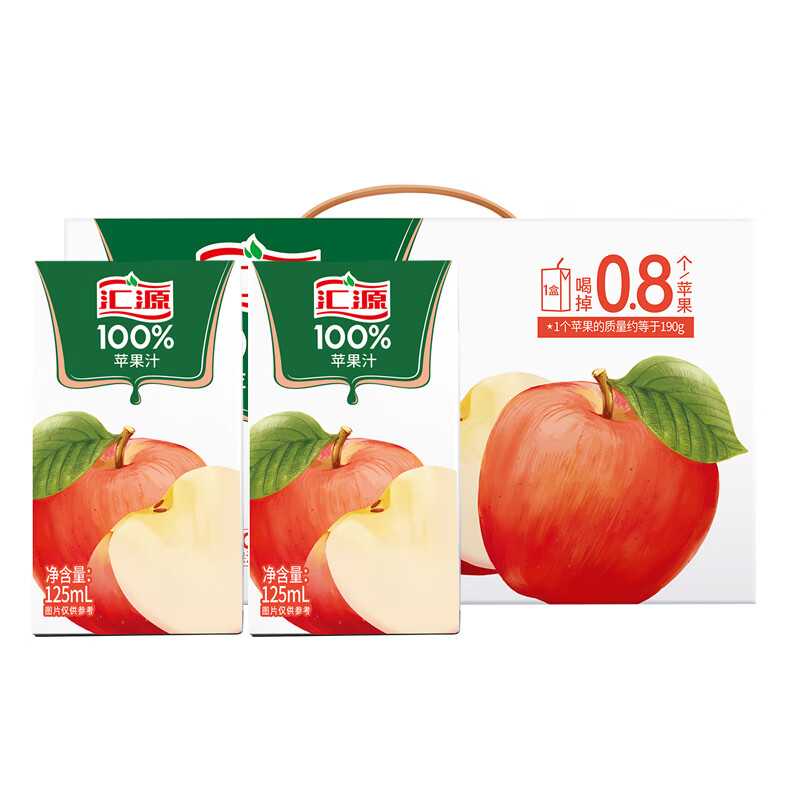 汇源 100%果汁苹果汁 125ml*10盒 苹果汁-D 12.9元