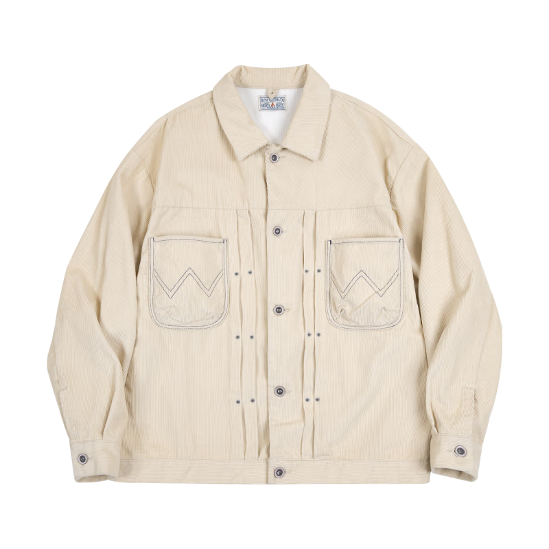 马登 工装 美式复古灯芯绒二代夹克type2阿美咔叽翻领外套男秋 亚麻色 L 99.95