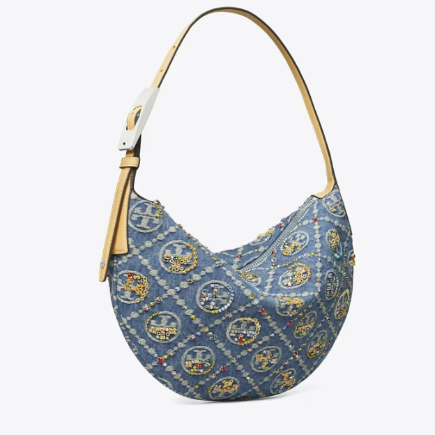 爆款补货！Tory Burch 汤丽柏琦 单宁刺绣月牙包 $580（约4146.65元）