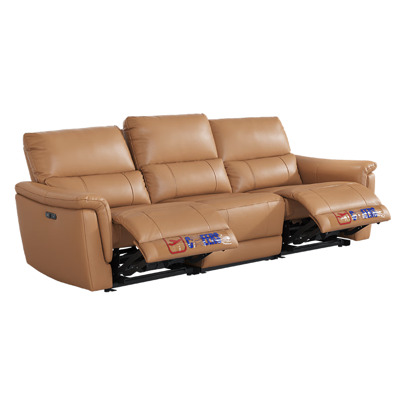 芝华仕 头等舱贵族现代简约真皮沙发电动功能零靠墙芝华士30653卡其2.28m 3932