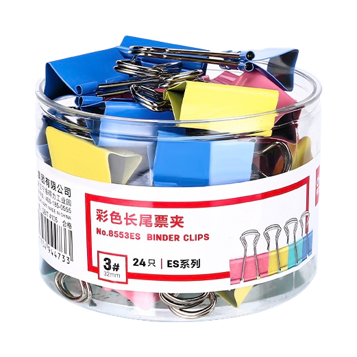 deli 得力 ES系列 8553ES 彩色长尾票夹 32mm 24个装 5.9元（需用券）