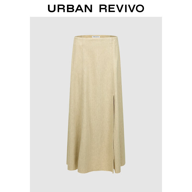 URBAN REVIVO UR2024夏季新款女装简约休闲复古时髦显瘦开衩半裙UWH840103 255.67元