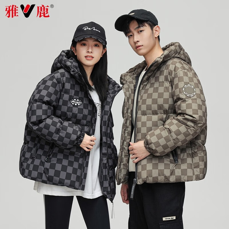 雅鹿 反季时尚短款连帽羽绒服男女装同款加厚保暖外套 159元(需用券)