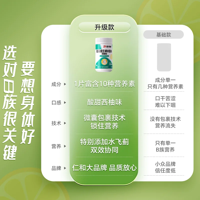 21金维他 B族多种复合维生素bb1b2b3b6b12vbc店60片 8.9元 - 线报酷