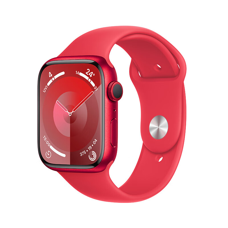 Apple 苹果 Watch Series 9 智能手表GPS款45毫米红色铝金属表壳 红色运动型表带S/M
