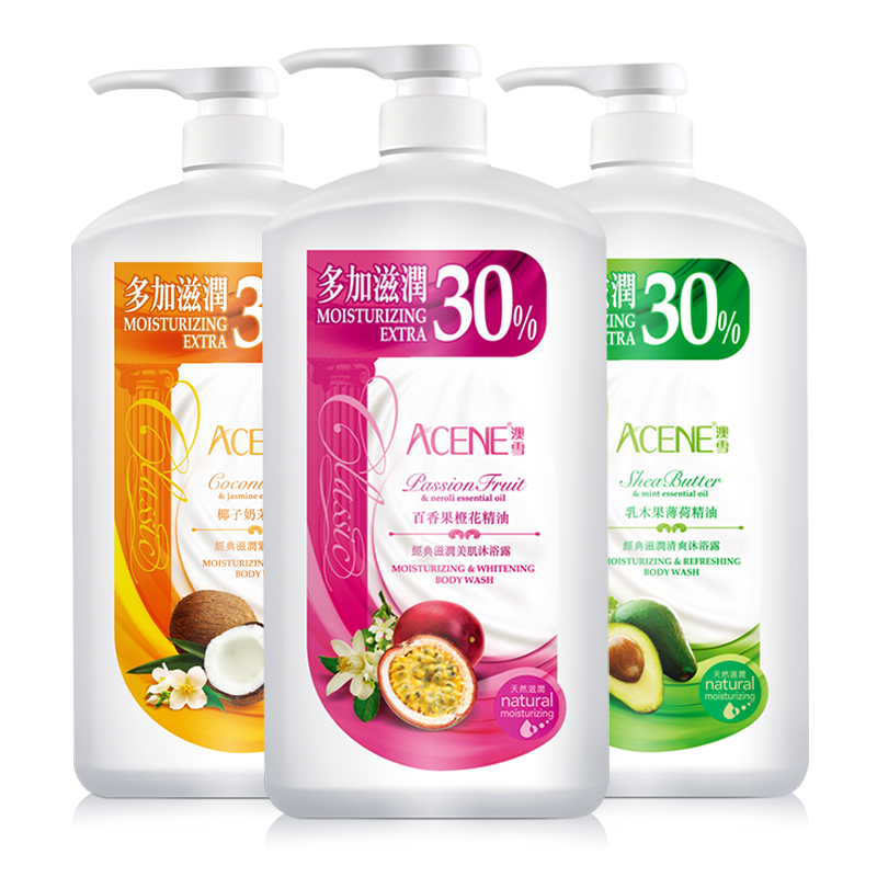 PLUS：澳雪（accen）经典美肌沐浴露套装 750ml*3瓶 乳木果薄荷+百香果橙花+椰