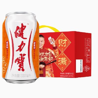 健力宝 迎福纳财橙蜜味运动碳酸饮料330ml*12罐整箱 28.4元+150淘金币