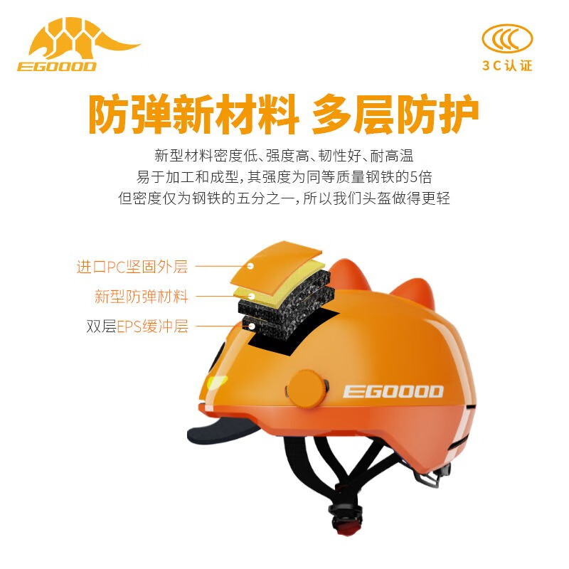 EGOOOD 易酷达 3C国标认证 超轻儿童电动车头盔 多款多码 179元（需用券）