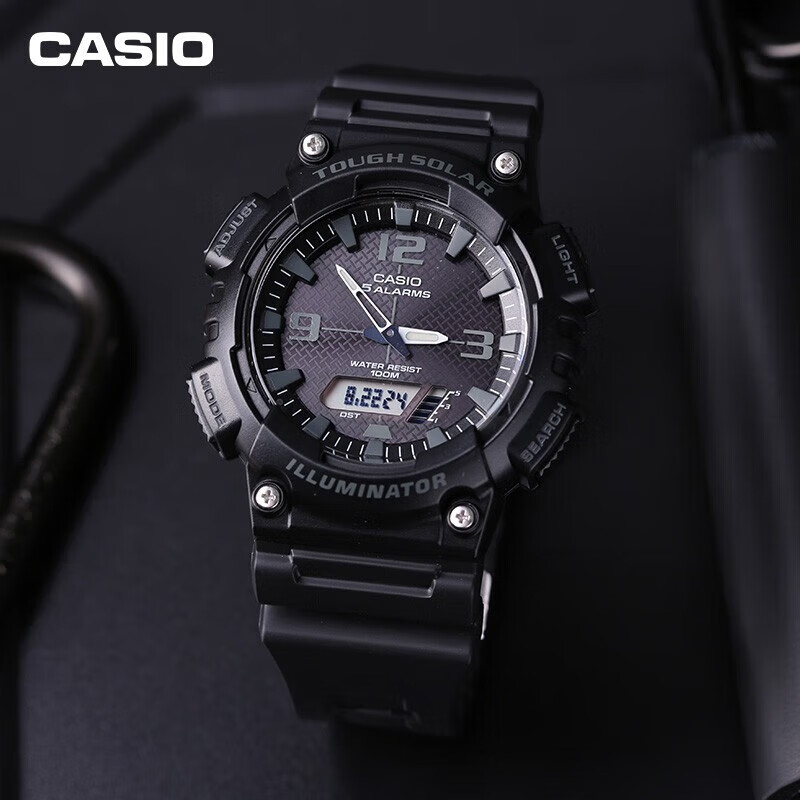 CASIO 卡西欧 大众指针系列 太阳能防水数字双显运动休闲男表 AQ-S810W-1A2VDF 194