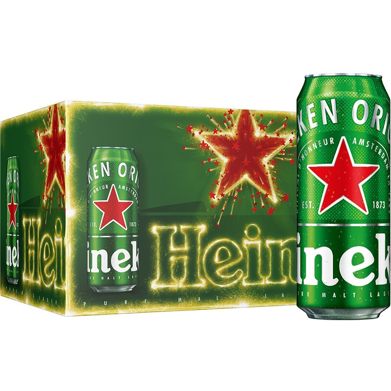 Heineken 喜力 啤酒 经典罐装 整箱装麦芽啤酒 全麦酿造 原麦汁浓度≥11.4°P 500