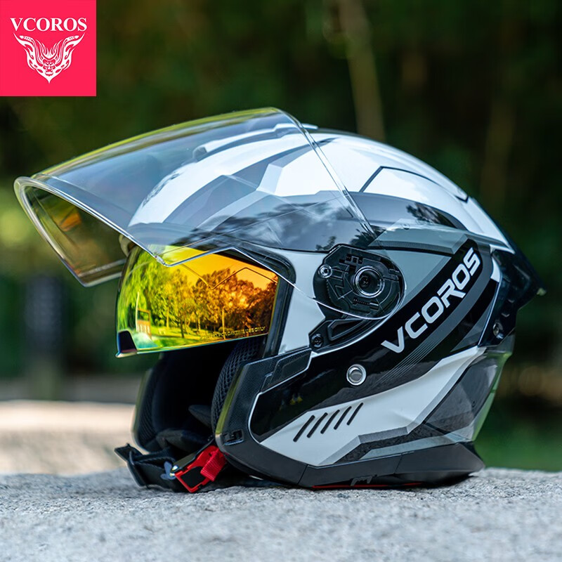 VCOROS 摩托车头盔男女四分之三巡航机车盔电动车骑行安全帽蓝牙四季3C盔 机