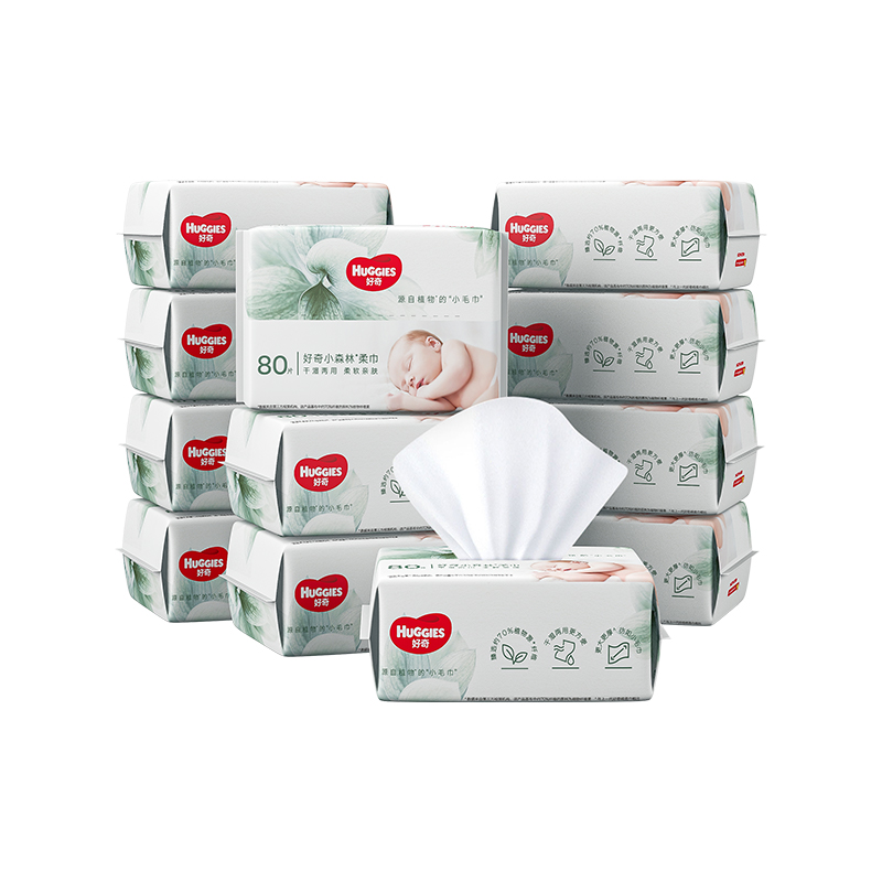 88VIP：HUGGIES 好奇 超高端天然小森林柔巾干湿两用 80抽*12包 41.75元（需用券