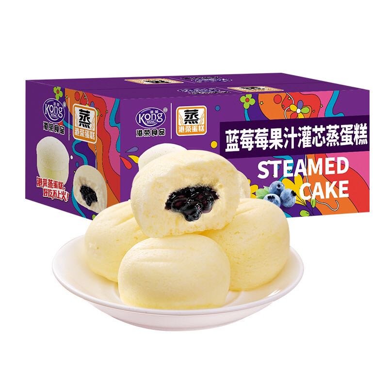 有券的上：Kong WENG 港荣 蓝莓蒸蛋糕 480g 17.9元包邮（需用券）
