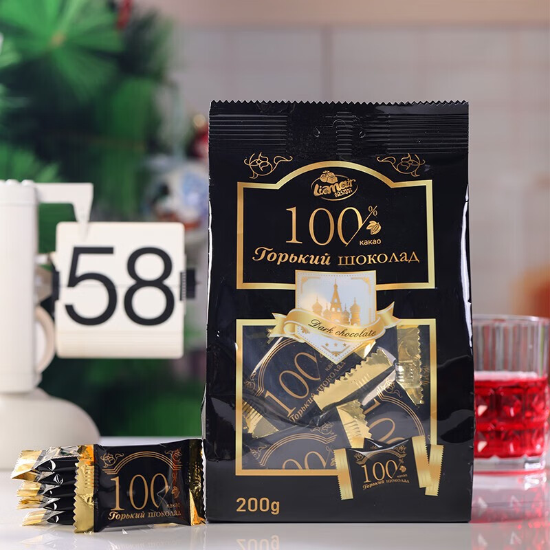 拉迈尔 100%纯黑巧克力200g 独立小包装无蔗糖休闲零食 俄罗 28.41元