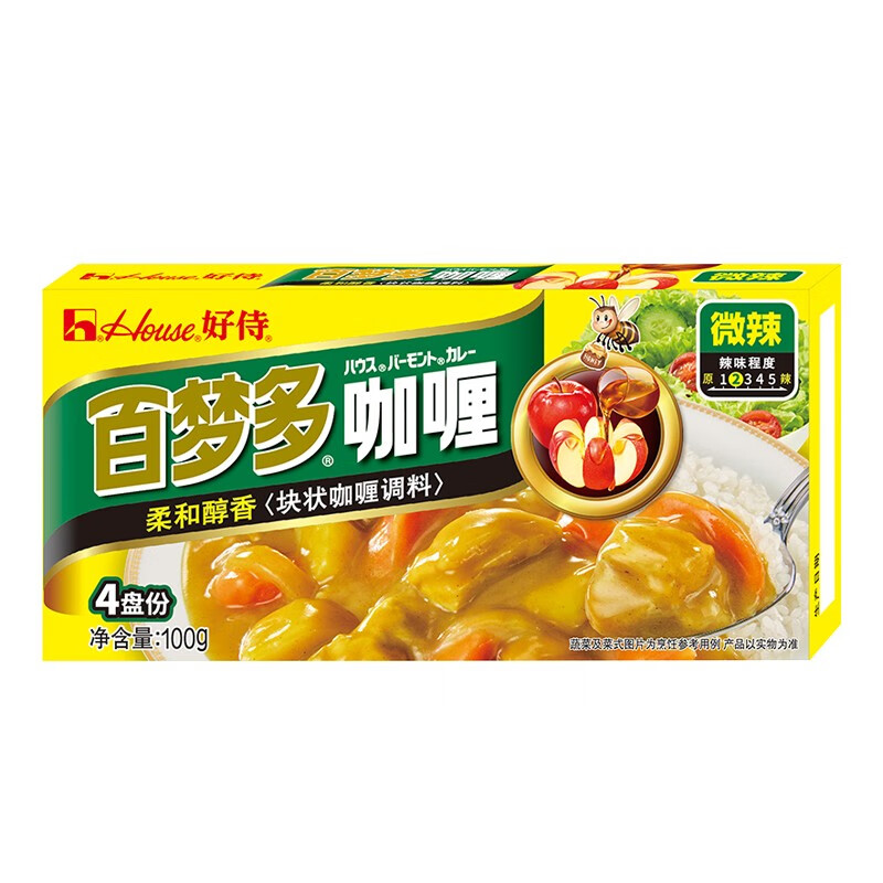 House 好侍 百梦多 咖喱 微辣味100g（任选4件） 7.74元（需买4件，需用券）