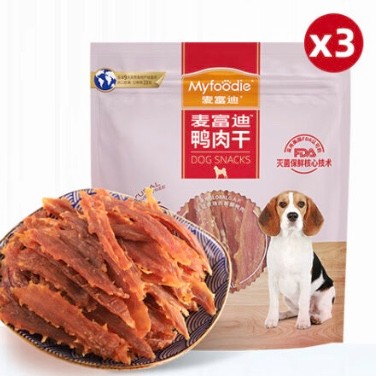 Myfoodie 麦富迪 宠物狗狗零食 成犬幼犬训狗奖励鸭肉干400g*3 81元（需用券）