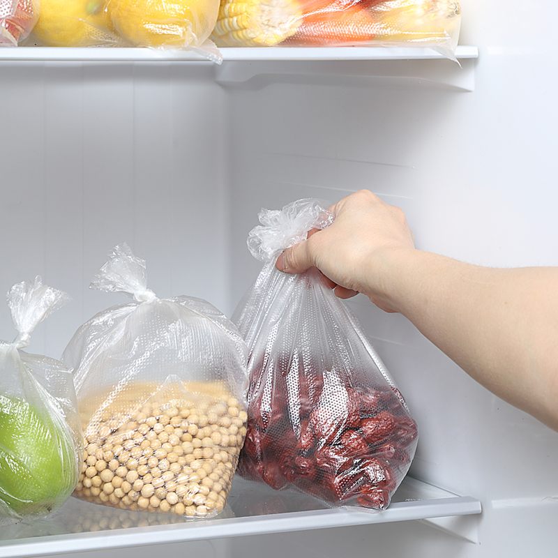 保鲜袋食品级冰箱带加厚家用密封平口收纳纹路食品袋中号大号连卷 3.39元