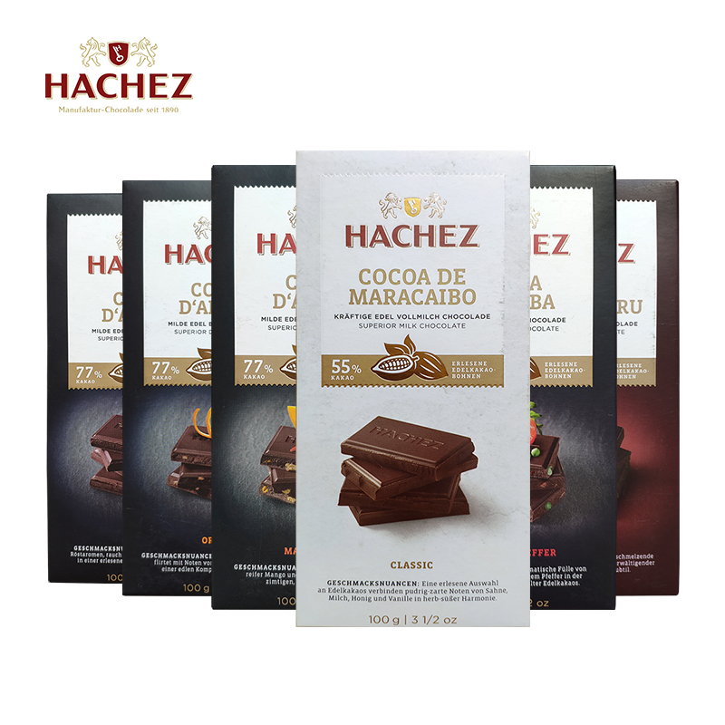 哈骑仕 德国进口Hachez/哈骑仕88%克鲁纯黑巧可可脂大排块牛奶巧克力盒装 17.12元