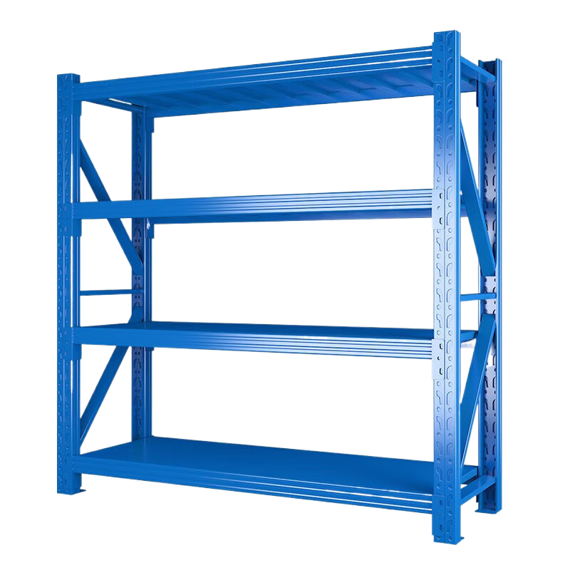 PLUS会员、需首购：纯旭 货架钢制仓储置物架 蓝色四层主架 轻型 100*40*200cm 1