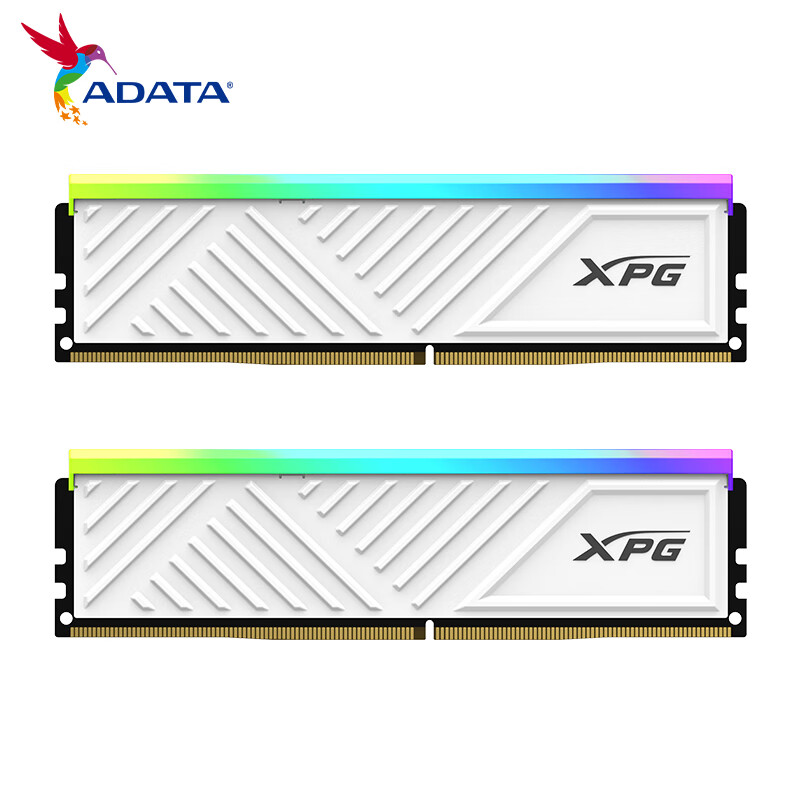 ADATA 威刚 32GB(16GB*2)套装 DDR4 3200频率 台式机内存条 XPG龙耀D35G 釉白电竞RGB内