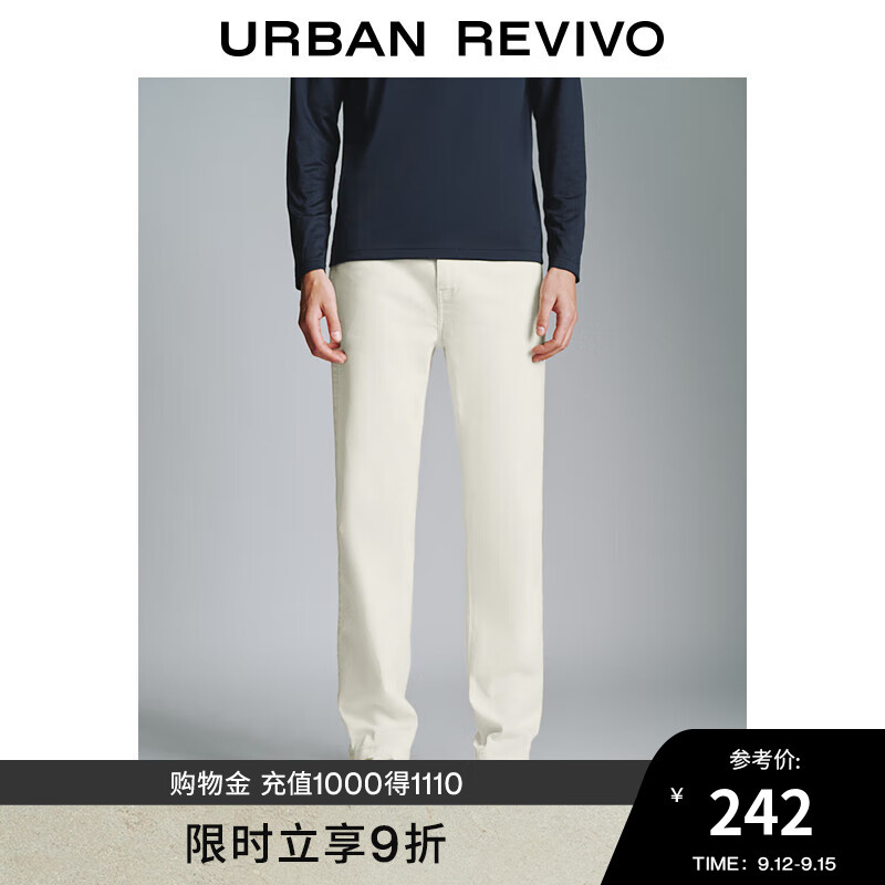 URBAN REVIVO 男士时尚简约丹宁斜纹休闲长裤 UMM840006 象牙白 29 249元（需用券）