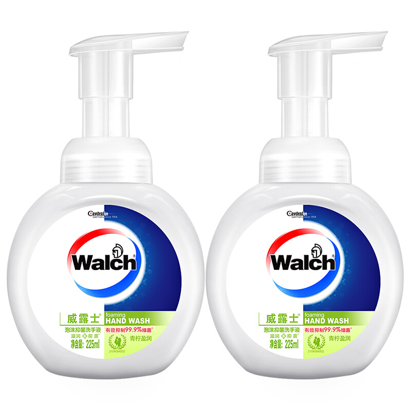 Walch 威露士 泡沫洗手液青柠盈润225ml×2 杀菌99.9%家庭装泡沫丰富洗护手滋润 