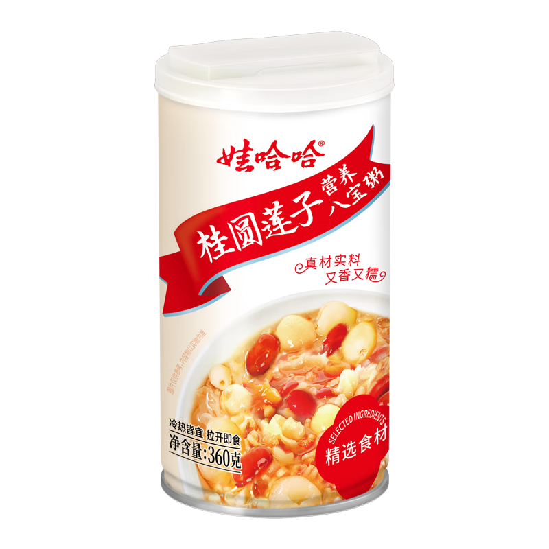 WAHAHA/娃哈哈 桂圆莲子 八宝粥 360g *12罐 147.72元（需领券，合36.93元/件）