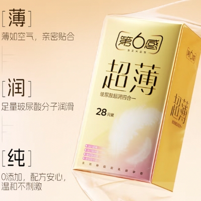 第六感 SIXSEX 超薄玻尿酸四合一安全套 28只 24.11元
