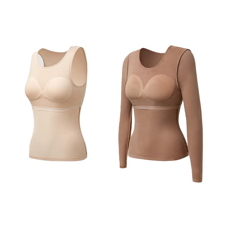 YOUKESHU 女士保暖上衣女肌底衣秋衣打底衫内搭显瘦秋冬季 胡桃木色 L 24.9元