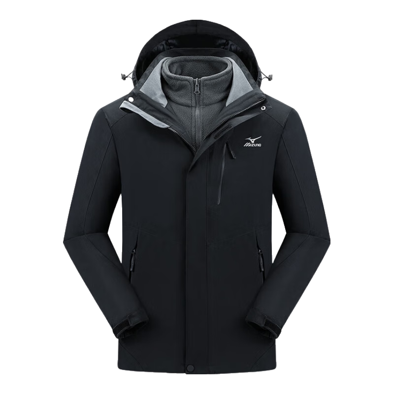 移动端、京东百亿补贴：美津浓 户外夹克男女登山服防风三合一两件套外套