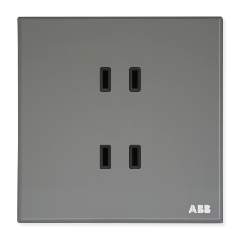 ABB 开关插座面板 两位双两孔四孔插座 轩璞玻璃系列 晶玉灰 129.57元