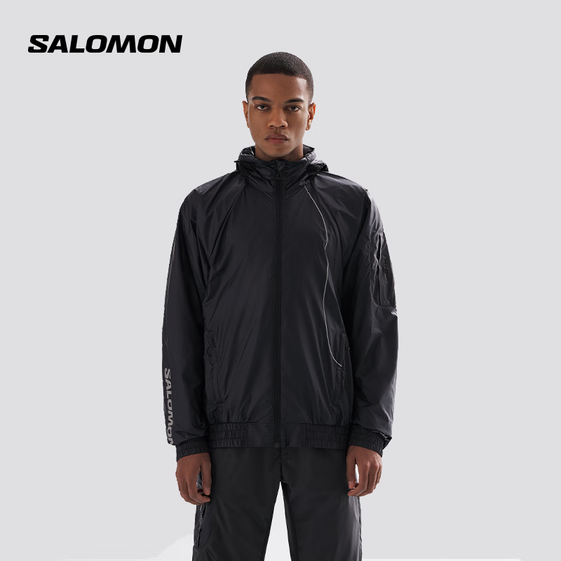 salomon 萨洛蒙 户外运动轻量耐磨透气舒适防泼水防风夹克外套 EQUIPE 深黑色 4