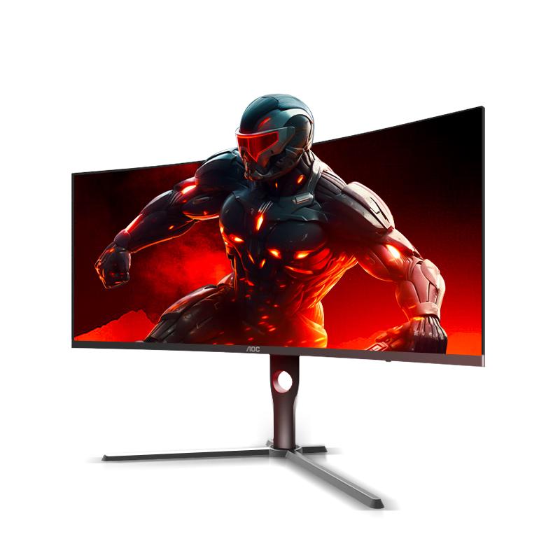 AOC 34英寸WQHD 250Hz HVA快速液晶1ms HDR400 出厂校色 1500R曲面带鱼屏 21:9游戏电竞