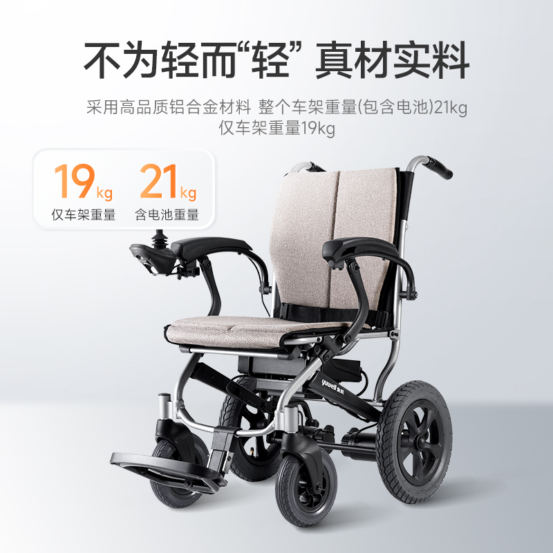 yuwell 鱼跃 电动轮椅车便携式可折叠轻便老年人专用残疾智能全自动代步车 2