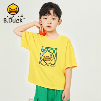 B.Duck 小黄鸭童装儿童T恤男女童夏装新款女童卡通短袖 黄色（BF2301073） 150cm ￥39