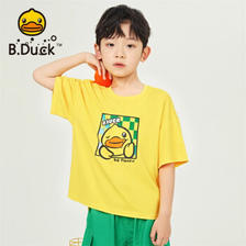 B.Duck 小黄鸭童装儿童T恤男女童夏装新款女童卡通短袖 黄色（BF2301073） 150cm 