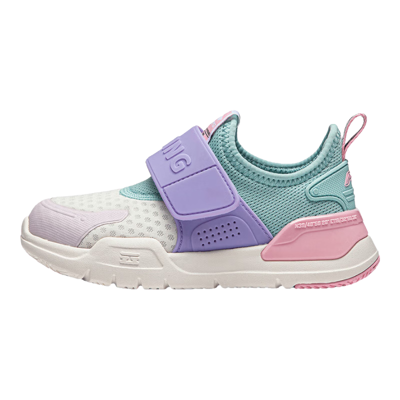 李宁 LI-NING 童鞋儿童运动鞋男女小童夏秋支撑抗扭减震魔术贴一脚蹬休闲鞋 