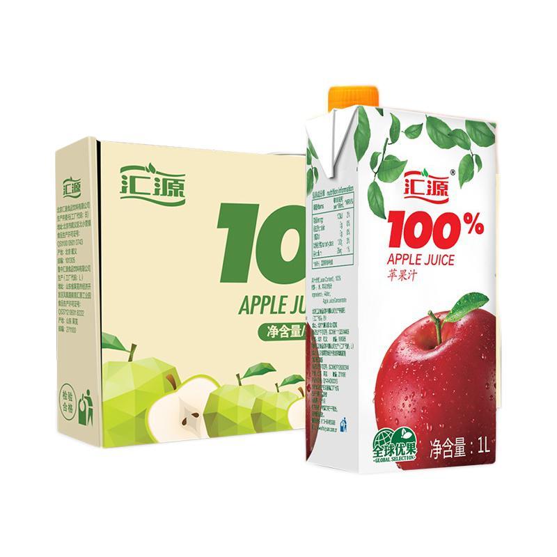 汇源 100%果汁苹果汁浓缩果汁饮料1L*5盒整箱年货礼盒装 30.92元（需用券）