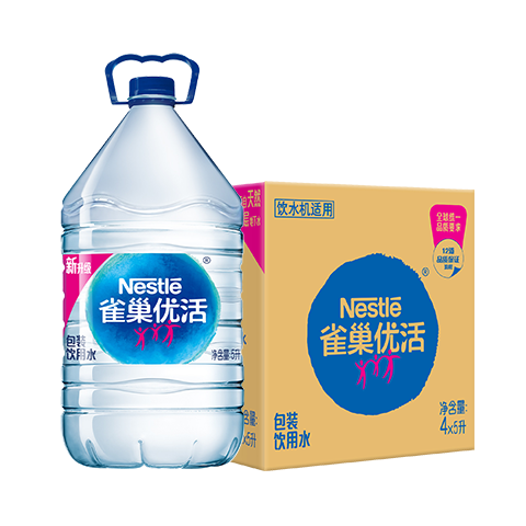 再降价、plus会员：雀巢优活饮用水5L*4瓶整箱装桶装水*3件+凑单 61.92元（20.64