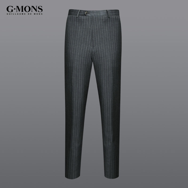 G·MONS 吉约蒙 灰色条纹修身休闲西装西裤商务职业西服裤子 206.4元