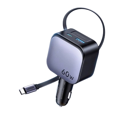 绿联 车载充电器超级快充60W自带伸缩线 73.6元