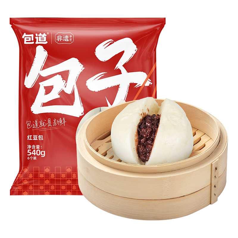 包道 鲜肉小笼包 红豆包540g/袋6个装（任选5件） 12.8元