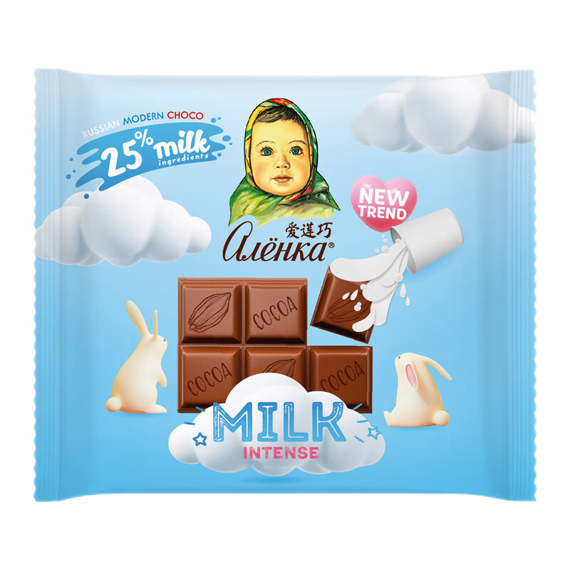 概率券、plus会员、首购：爱莲巧 特浓牛奶巧克力 70g 俄罗斯进口大头娃娃巧