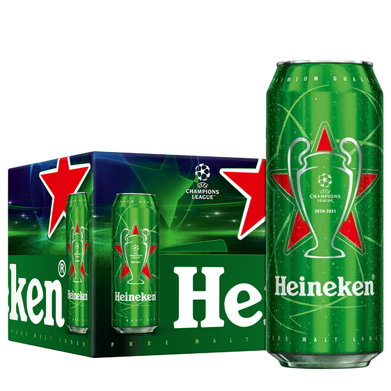 Heineken喜力 经典黄啤酒 500ml*12听整箱装（欧冠限量版） 79.2元