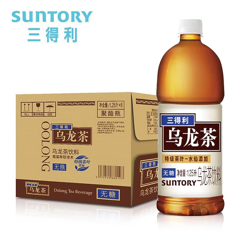 SUNTORY 三得利 无糖乌龙茶1.25L*6瓶 大瓶乌龙茶饮料 41.5元（需用券）