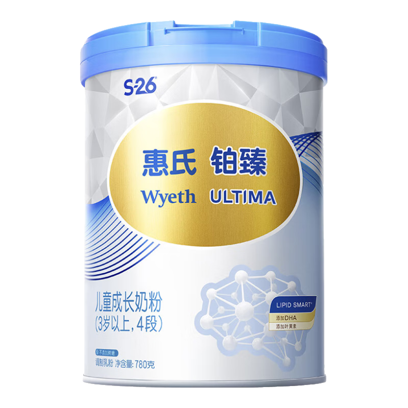 惠氏（Wyeth）进口儿童成长奶粉脑动力 铂臻4段（3岁以上）780g大罐 ￥146.96