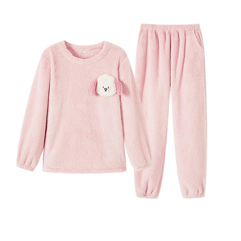 都市丽人 睡衣女套装珊瑚绒 藕粉 XL 48.5元（需买2件，需用券）