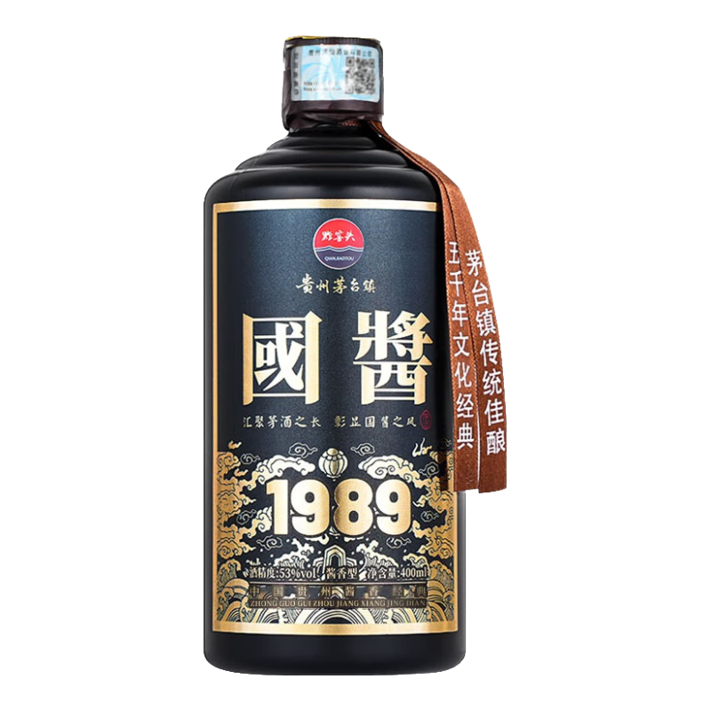 黔窖头 国酱1989酱香白酒 400mL 1瓶 13.46元