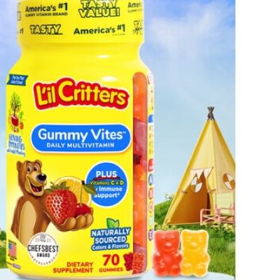 Lil Critters 儿童小熊糖 叶黄素软糖70粒*4件 169元包邮（合42.25元/件）